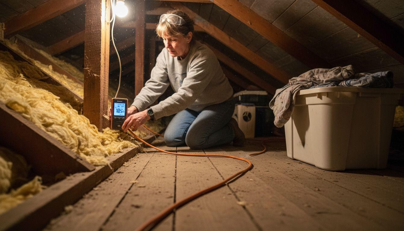 Professional inspection of old insulation removal in California.